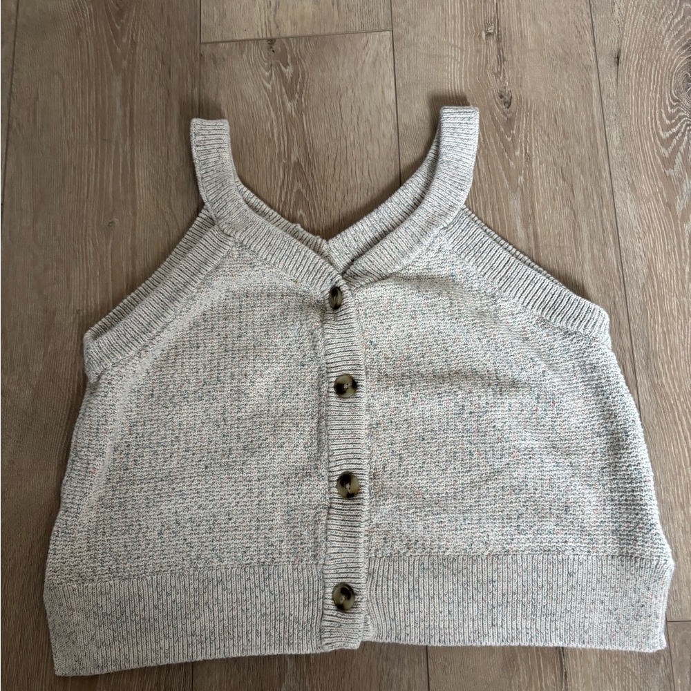 Women's Cream Button-Up Sweater Vest